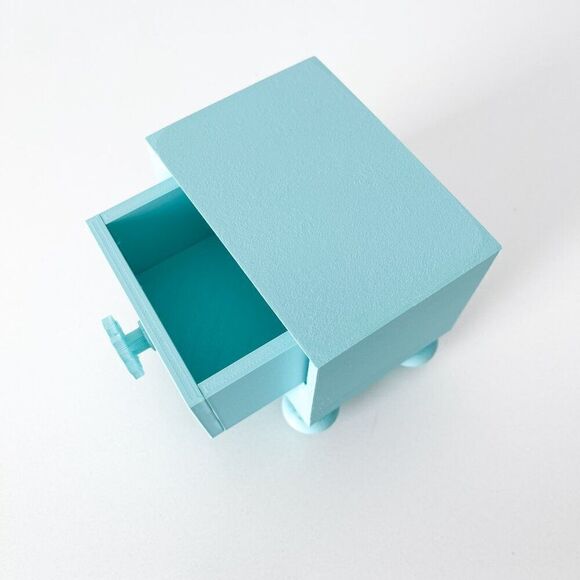 Miniature Barbie Nightstands (Set of 2) Cyan Blue 3D Printed Dollhouse Furniture - Picture 2 of 7